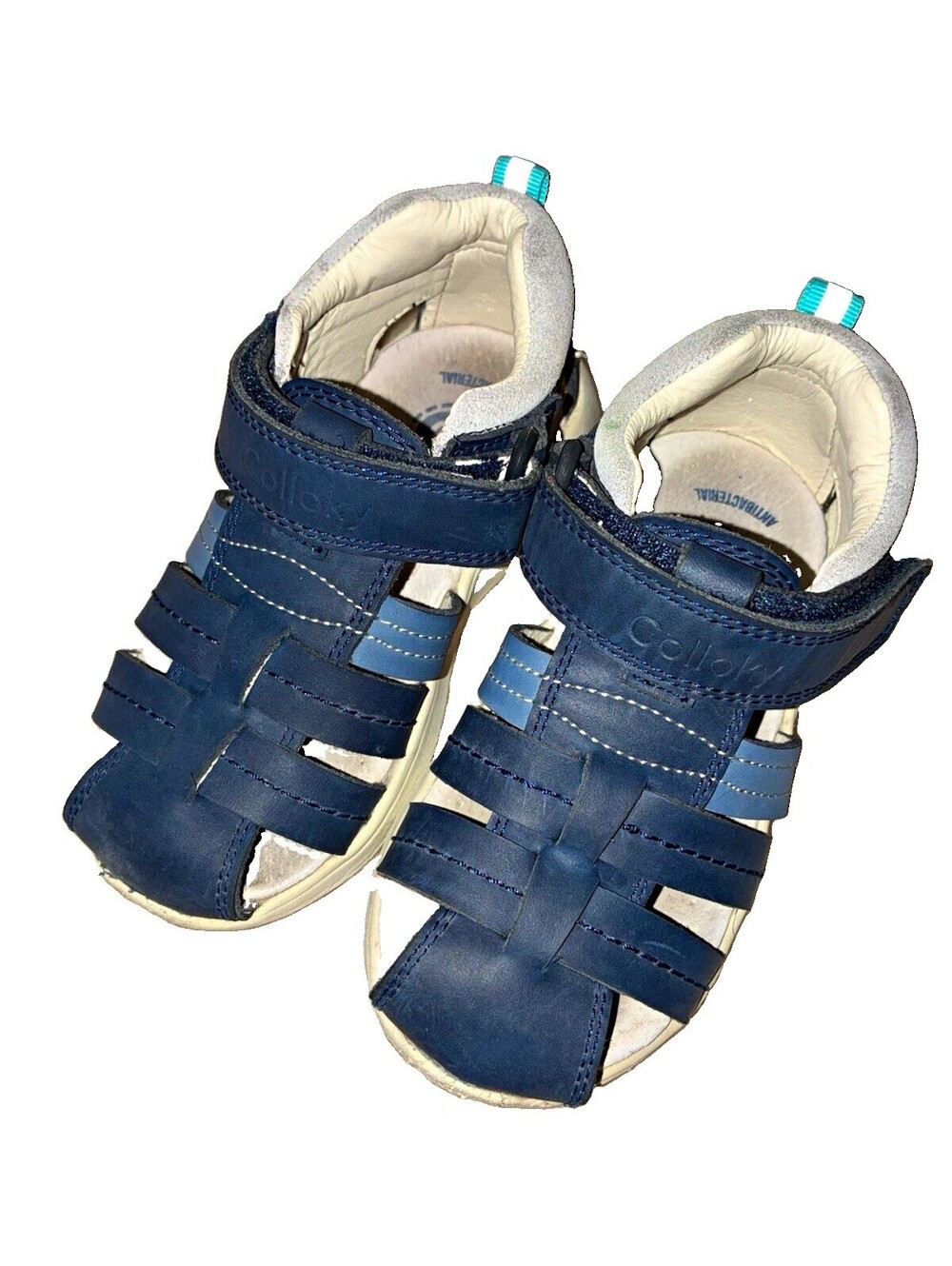 Colloky Boys Blue Leather Fisherman Sandals Hook & Loop Size 24